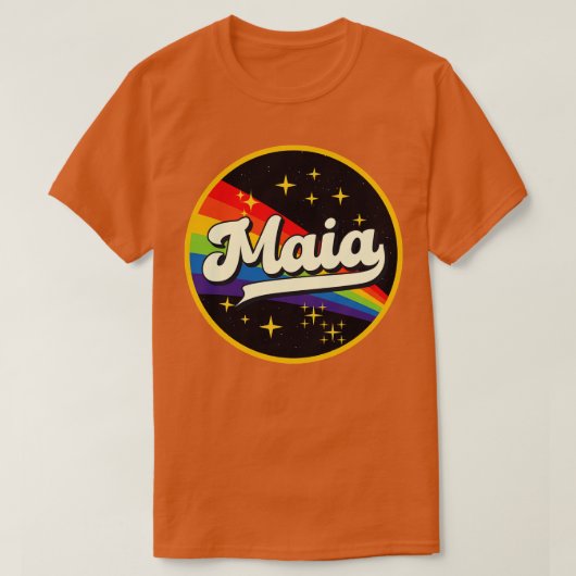 Maia Rainbow im Vintagen Weltraumstil T-Shirt (Design vorne)