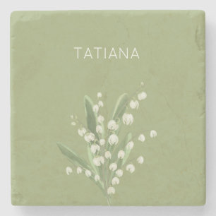 Maiblumenstrauß mit individuellem Namen  Steinuntersetzer