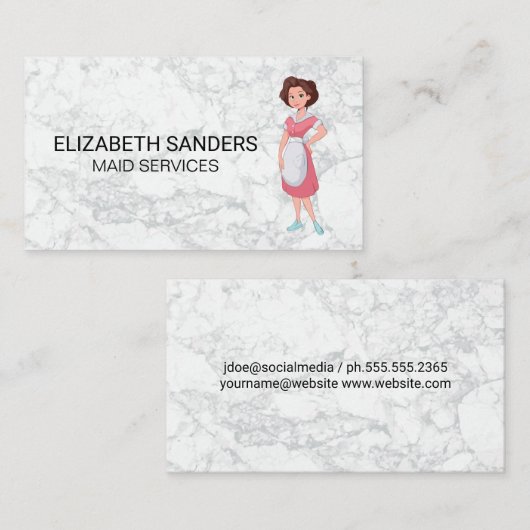 Maid Cartoon | Dienstleistungen im Haus Visitenkarte (Vorne/Hinten)