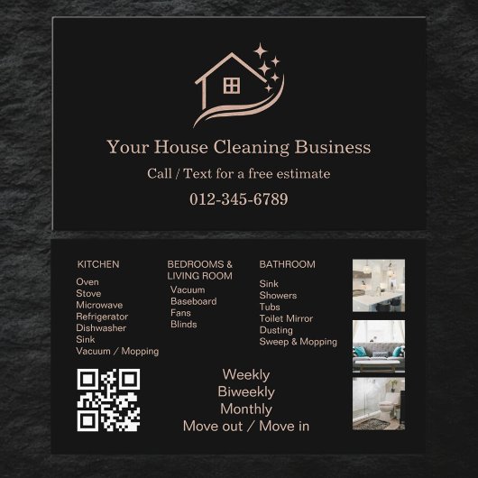 Maid Cleaning House QR Code Sparkling Visitenkarte