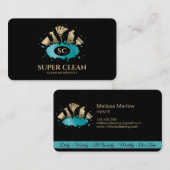 Maid Cleaning House Sparkling Gold Monogram Visitenkarte (Vorne/Hinten)