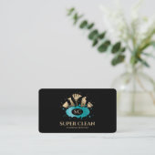 Maid Cleaning House Sparkling Gold Monogram Visitenkarte (Stehend Vorderseite)