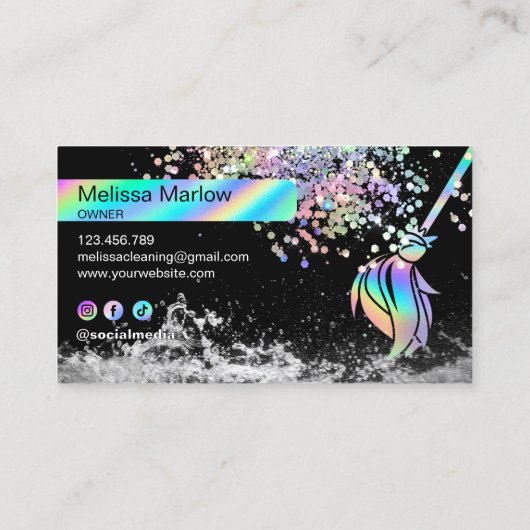 Maid Cleaning House Sparkling Holograph Business C Visitenkarte (Rückseite)