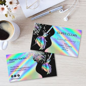 Maid Cleaning House Sparkling Holograph Business C Visitenkarte
