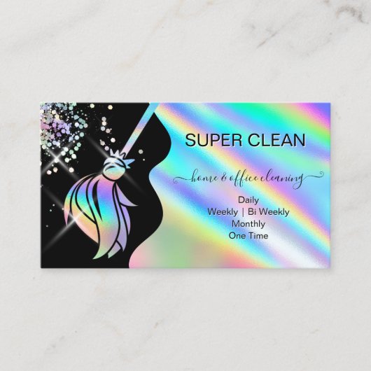 Maid Cleaning House Sparkling Holograph Business C Visitenkarte (Vorderseite)