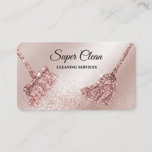 Maid Cleaning House Sparkling rose gold Business C Visitenkarte (Vorderseite)