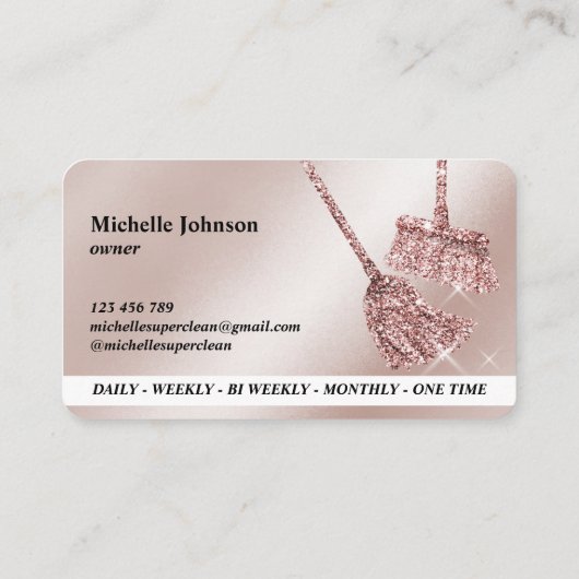 Maid Cleaning House Sparkling rose gold Business C Visitenkarte (Rückseite)
