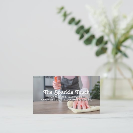 Maid Cleaning Office Visitenkarte (Stehend Vorderseite)