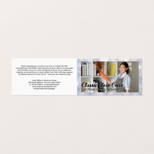 Maid Dusting Books Visitenkarten (Außenseite Aufgefaltet)