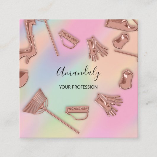 Maid House Clearing Office Services Logo Ombre Quadratische Visitenkarte (Vorderseite)