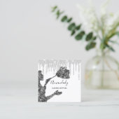 Maid House Clearing Services Logo Silver Gray Trop Quadratische Visitenkarte (Stehend Vorderseite)