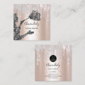 Maid House Clearing Services Logo Silver Tropfen B Quadratische Visitenkarte (Vorne/Hinten)