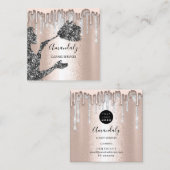 Maid House Clearing Services Logo Silver Tropfen G Quadratische Visitenkarte (Vorne/Hinten)