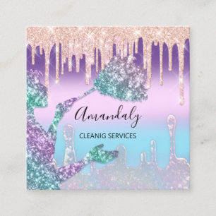 Maid House Clearing Services Logo-Tropfen Ombre Quadratische Visitenkarte