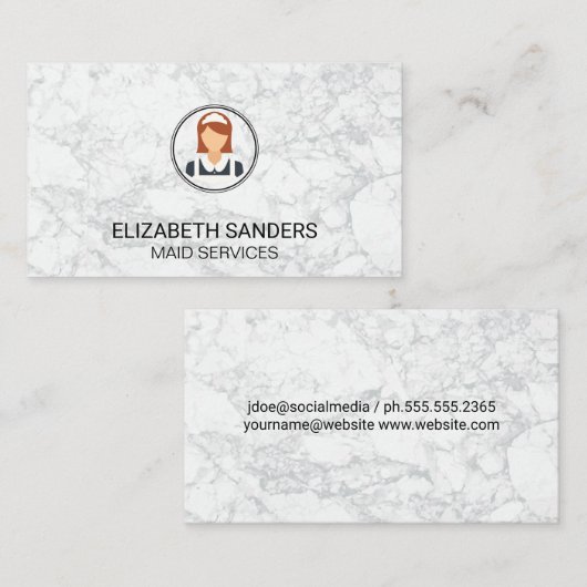 Maid Icon | Marmor Visitenkarte (Vorne/Hinten)