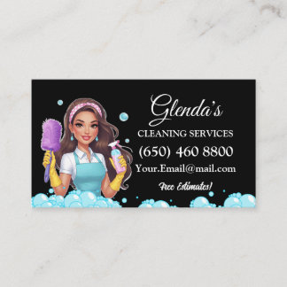 Maid Janitorial Cleaning Service Business Cards Visitenkarte
