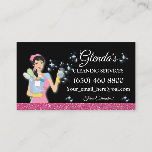 Maid Janitorial Cleaning Service Business Cards Visitenkarte (Vorderseite)