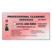 Maid Janitorial Lady Business Card Haus Reinigung Magnetische Visitenkarte (Vorderseite)