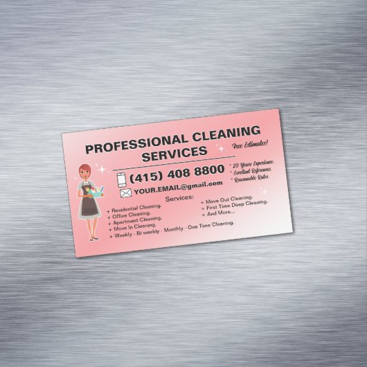 Maid Janitorial Lady Business Card Haus Reinigung Magnetische Visitenkarte (Beispiel)