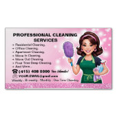Maid Janitorial Lady Business Card Haus Reinigung Magnetische Visitenkarte (Vorderseite)
