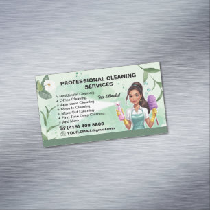 Maid Janitorial Lady Business Card Haus Reinigung Magnetische Visitenkarte