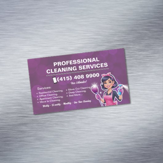 Maid Janitorial Lady Business Card Haus Reinigung Magnetische Visitenkarte (Beispiel)