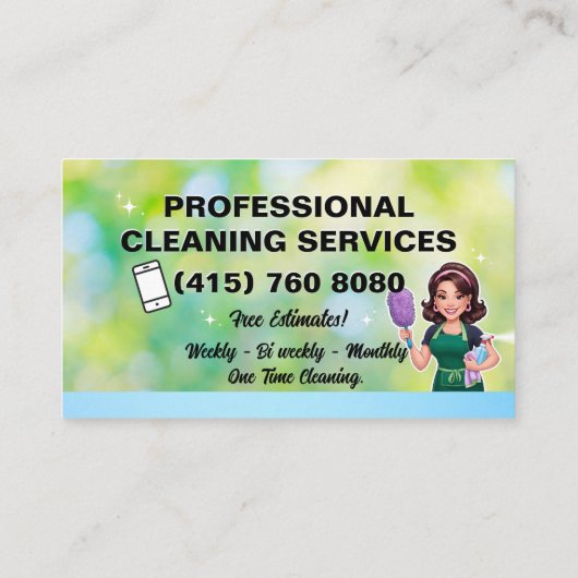 Maid Janitorial Lady Business Card Haus Reinigung Visitenkarte (Rückseite)