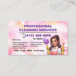 Maid Janitorial Lady Business Card Haus Reinigung Visitenkarte