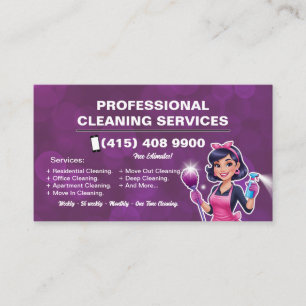 Maid Janitorial Lady Business Card Haus Reinigung Visitenkarte