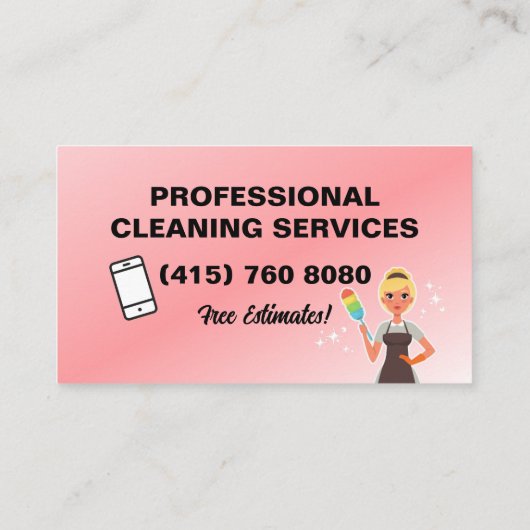 Maid Janitorial Lady Business Card Haus Reinigung Visitenkarte (Rückseite)