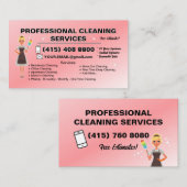 Maid Janitorial Lady Business Card Haus Reinigung Visitenkarte (Vorne/Hinten)