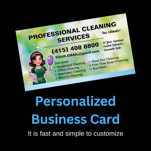 Maid Janitorial Lady Business Card Haus Reinigung Visitenkarte