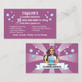 Maid Janitorial Lady House Cleaning Service Blubbl Visitenkarte (Vorne/Hinten)