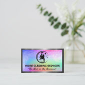 Maid mit Duster | Farbiger Hintergrund Visitenkarte (Stehend Vorderseite)