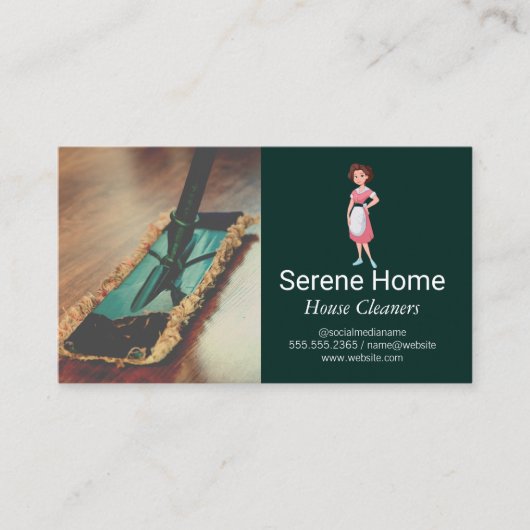 Maid Mopping Hardwood Floor Visitenkarte (Vorderseite)