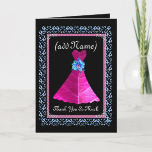 MAID OF HONOR Thank You MAGENTA Gown and Lace Trim Dankeskarte