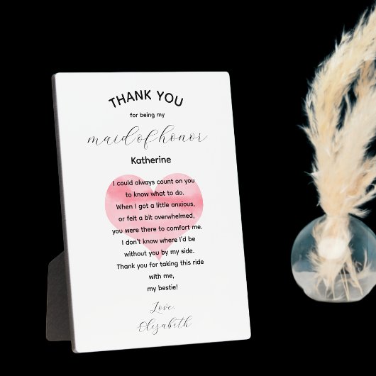 Maid of Honor Thank You Plaque Poem Fotoplatte