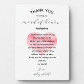 Maid of Honor Thank You Plaque Poem Fotoplatte (Vorderseite)