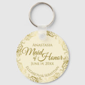 Maid of Honor Wedding Gift Gold Frills on Cream Schlüsselanhänger (Vorderseite)