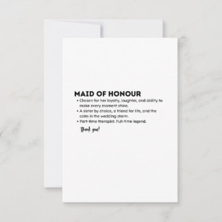 Maid of Honour Definition Card – Funny & Heartfelt Dankeskarte