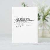 Maid of Honour Definition Card – Funny & Heartfelt Dankeskarte (Stehend Vorderseite)