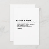 Maid of Honour Definition Card – Funny & Heartfelt Dankeskarte (Vorne/Hinten)