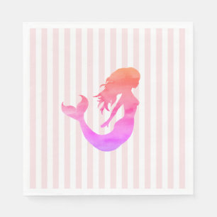 Maid Painting Pink Stripe Pastel Serviette