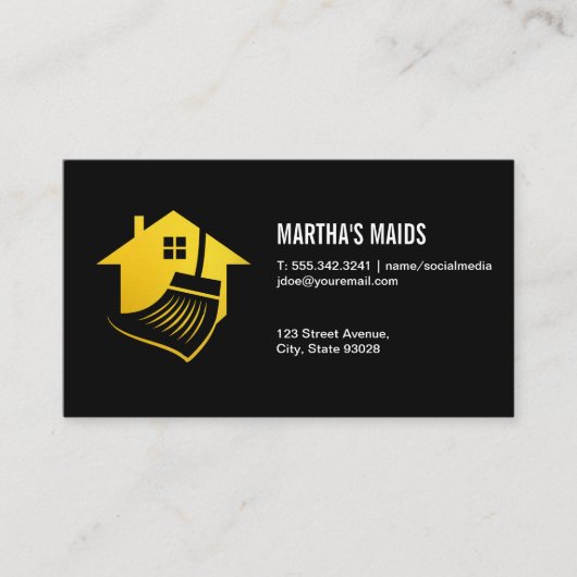 Maid Service Zuhause Broom Business Card Visitenkarte (Vorderseite)