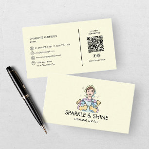 Maid Yellow House Reinigungsdienst QR Code Visitenkarte