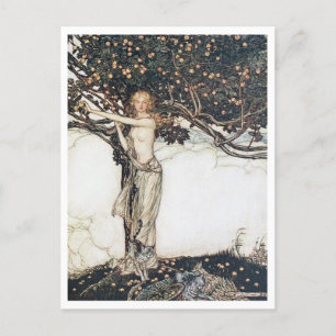 Maiden and Tree by Arthur Rackham from Ring Cycle Postkarte