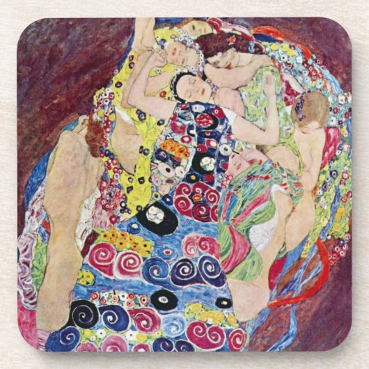 Maiden (Jungfrau), Gustav Klimt, Vintager Jugendst Getränkeuntersetzer (Vorderseite)