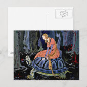 Maiden & Turtle ~ Französische Märchenmalerei Postkarte (Vorne/Hinten)