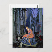 Maiden & Turtle ~ Französische Märchenmalerei Postkarte (Vorne/Hinten)