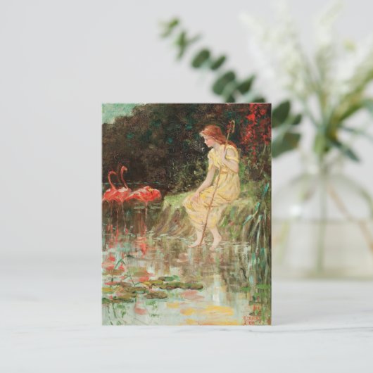 Maiden with Flamingos | Frederick Stuart Church Postkarte (Stehend Vorderseite)